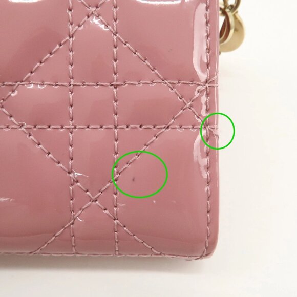 ❤️Christian Dior Lady Dior Canage Patent Leather Tri-fold Wallet Pink ❤️ - Picture 7 of 16